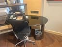 Glass Top Work Desk with Ergonomic Chair