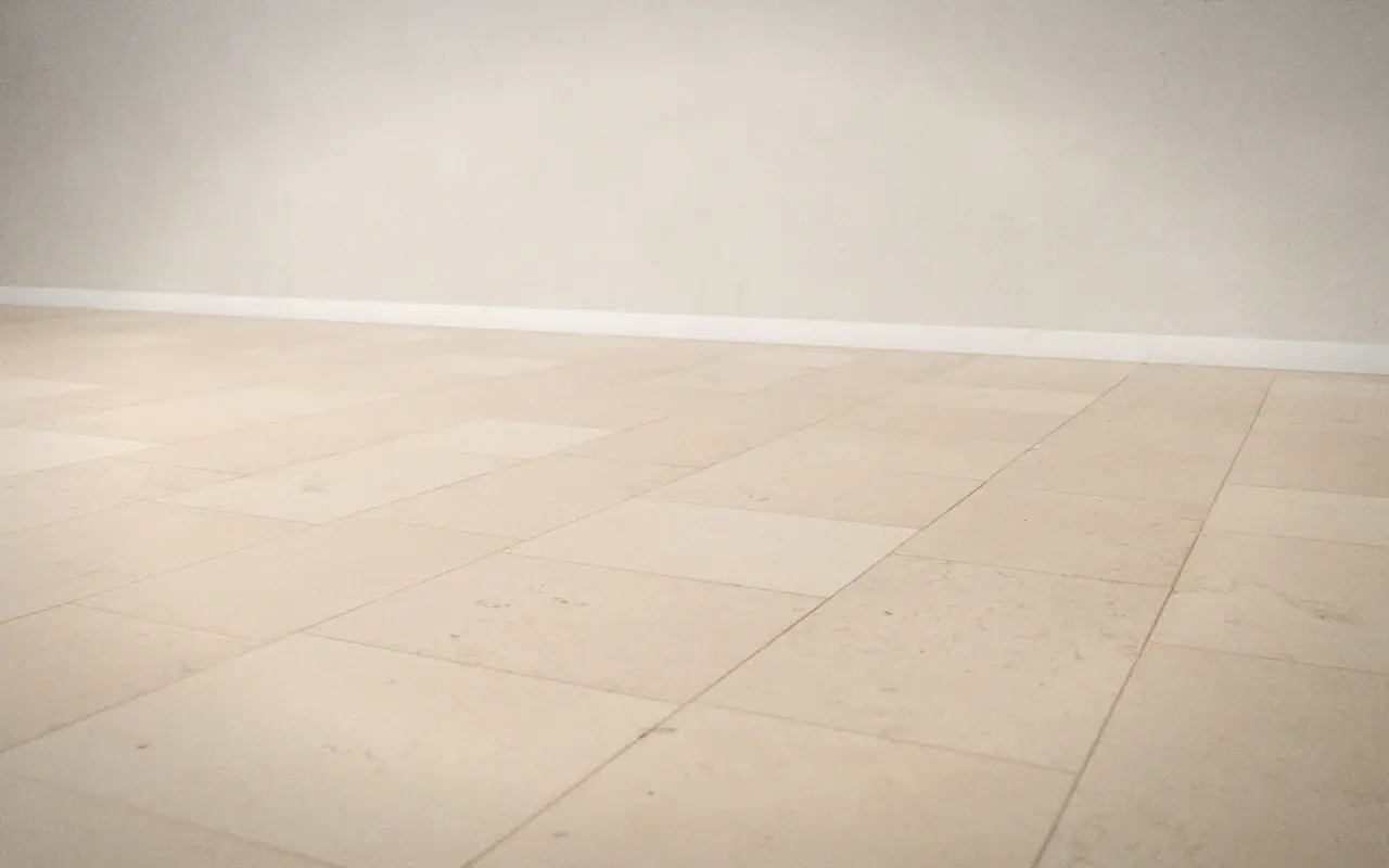 3D render of a large-format tile floor with fine joints